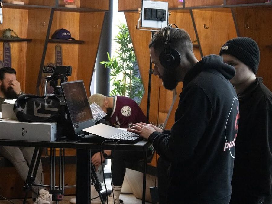Greg running a remote recording setup